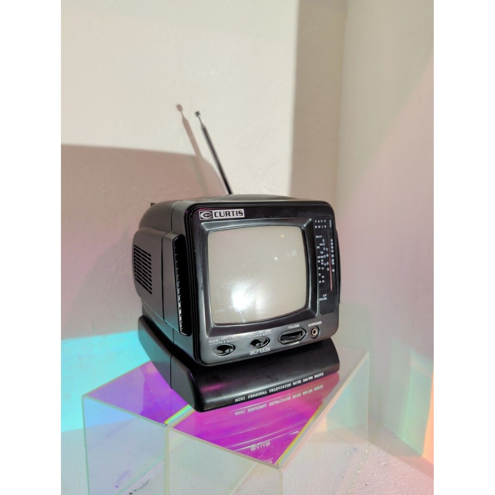 Curtis RT068GA 5" Vintage Black & White Television with AM/FM Radio